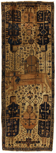 Bakhtiari - erittäin vanhoja Persialainen matto 380x132